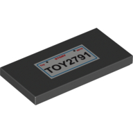 Visuel indicatif Rebrickable de Tuile 2 x 4 avec licence blanche plaque avec motif imprimé 'TOY2791' (Tile 2 x 4 with White License Plate with 'TOY2791' Print)