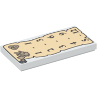 Visuel indicatif Rebrickable de Tuile 2 x 4 avec rouleau de beige avec des numéros noirs imprimés (Tile 2 x 4 with Tan Scroll with Black Numbers Print)