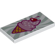 Visuel indicatif Rebrickable de Tuile 2 x 4 avec cône de crème glacée avec cerise sur fond vert sable motif imprimé (Tile 2 x 4 with Ice Cream Cone with Cherry on Sand Green Swirl Background Print)