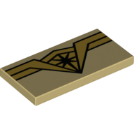 Visuel indicatif Rebrickable de Tuile 2 x 4 avec le logo de la femme merveille avec étoile noire au centre motif imprimé (Tile 2 x 4 with Wonder Woman Logo with Black Star in Center Print)