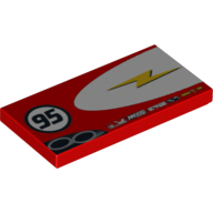 Tuile 2 x 4 avec éclair en demi ellipse et modèle imprimé '95' côté droit (Tile 2 x 4 with Lightning Bolt in Half Ellipse and '95' Print Model Right Side)