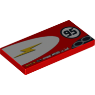 Tuile 2 x 4 avec éclair en demi ellipse et modèle imprimé '95' côté gauche (Tile 2 x 4 with Lightning Bolt in Half Ellipse and '95' Print Model Left Side)