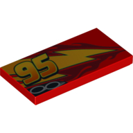 Tuile 2 x 4 avec foudre, tuyaux d'échappement et modèle imprimé '95' côté droit (Tile 2 x 4 with Lightning, Exhaust Pipes and '95' Print Model Right Side)
