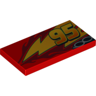 Tuile 2 x 4 avec foudre, tuyaux d'échappement et modèle imprimé '95' côté gauche (Tile 2 x 4 with Lightning, Exhaust Pipes and '95' Print Model Left Side)