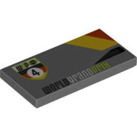 Tuile 2 x 4 avec motif imprimé 'WGP 4' et 'WORLD GRAND PRIX' (Tile 2 x 4 with 'WGP 4' and 'WORLD GRAND PRIX' Print Model Left Side)