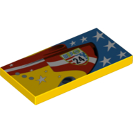 Tuile 2 x 4 avec étoiles et rayures, motif imprimé 'WGP 24' (Tile 2 x 4 with Stars and Stripes, 'WGP 24' Print Model Right Side)