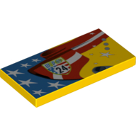 Tuile 2 x 4 avec étoiles et rayures, motif imprimé 'WGP 24' (Tile 2 x 4 with Stars and Stripes, 'WGP 24' Print Model Left Side)