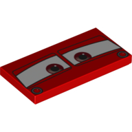 Tuile 2 x 4 avec pare-brise avec yeux rouges sur fond blanc imprimé (Tile 2 x 4 with Windscreen with Red Eyes on White Background Print)