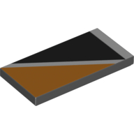 Visuel indicatif Rebrickable de Tuile 2 x 4 avec triangle orange en haut à gauche du motif imprimé en diagonale blanche (Tile 2 x 4 with Orange Triangle at Upper Left of Diagonal White Line Print)