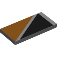 Visuel indicatif Rebrickable de Tuile 2 x 4 avec triangle orange en haut à droite de la diagonale ligne blanche motif imprimé (Tile 2 x 4 with Orange Triangle at Upper Right of Diagonal White Line Print)