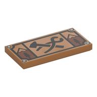 Visuel indicatif Rebrickable de Tuile 2 x 4 avec signe, marteau noir / pince, arbre, motif imprimé montagne (Tile 2 x 4 with Sign, Black Hammer/Clamp, Tree, Mountain Print)