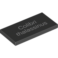 Visuel indicatif Rebrickable de Tuile 2 x 4 avec motif imprimé blanc 'Colibri thalassinus' (Tile 2 x 4 with White 'Colibri thalassinus' Print)