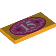 Visuel indicatif Rebrickable de Tuile 2 x 4 avec '15' et cœurs roses foncés en motif imprimé ovale (Tile 2 x 4 with '15' and Dark Pink Hearts in Oval Print)