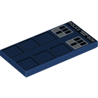 Visuel indicatif Rebrickable de Tuile 2 x 4 avec motif imprimé de la porte de la boîte de police (Tile 2 x 4 with Police Box Door Print)