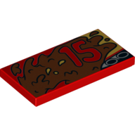Tuile 2 x 4 avec '15' sur le côté droit du motif imprimé Boue (Tile 2 x 4 with '15' on Right side of Mud Print)