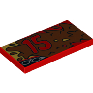 Tuile 2 x 4 avec '15' sur le côté gauche du motif imprimé Boue (Tile 2 x 4 with '15' on Left side of Mud Print)
