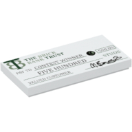 Visuel indicatif Rebrickable de Tuile 2 x 4 avec 'THE BRICK BANK TRUST PAY TO CONTEST WINNER FIVE HUNDRED STUDS' chèque imprimé (Tile 2 x 4 with 'THE BRICK BANK TRUST PAY TO CONTEST WINNER FIVE HUNDRED STUDS' Check Print)