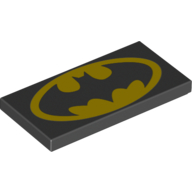 Visuel indicatif Rebrickable de Tuile 2 x 4 avec motif imprimé jaune Batman Logo (Tile 2 x 4 with Yellow Batman Logo Print)
