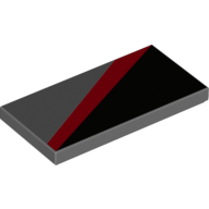 Visuel indicatif Rebrickable de Tuile 2 x 4 avec motif imprimé Triangle noir inférieur droit et bande diagonale rouge (Tile 2 x 4 with Black Triangle Lower Right and Red Diagonal Stripe Print)
