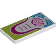 Visuel indicatif Rebrickable de Tuile 2 x 4 avec motif de dauphins et coquille de mer Saint-Jacques (Tile 2 x 4 with Dolphins and Scallop Sea Shell Pattern)