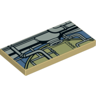 Visuel indicatif Rebrickable de Tuile 2 x 4 avec motif imprimé Pipework stylisé (Tile 2 x 4 with Stylised Pipework Print)