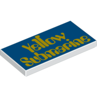 Visuel indicatif Rebrickable de Tuile 2 x 4 avec 'Yellow Submarine' en motif imprimé de police groovy (Tile 2 x 4 with 'Yellow Submarine' in Groovy Font Print)
