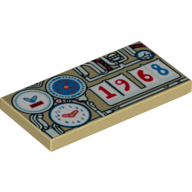 Visuel indicatif Rebrickable de Tuile 2 x 4 avec motif imprimé de machines de temps stylisé (Tile 2 x 4 with Stylised Time Machinery Print)