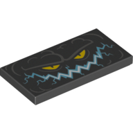 Visuel indicatif Rebrickable de Tuile 2 x 4 avec le visage de créature avec le sourire de sinus électrifié bleu moyen et le motif imprimé d'yeux jaunes (Monstrox) (Tile 2 x 4 with Creature Face with Medium Blue Electrified Sinister Smile and Yellow Eyes Print (Monstrox))