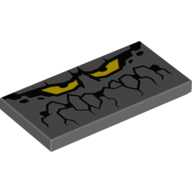 Visuel indicatif Rebrickable de Tuile 2 x 4 avec le visage de créature de roche avec la bouche déchiquetée et les yeux jaunes (Tile 2 x 4 with Rock Creature Face with Jagged Mouth and Yellow Eyes Print)