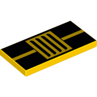 Visuel indicatif Rebrickable de Tuile 2 x 4 avec grille d'aération sur 2 bandes noires épaisses motif imprimé (Tile 2 x 4 with Vent Grille over 2 Thick Black Stripes Print)