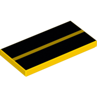 Visuel indicatif Rebrickable de Tuile 2 x 4 avec 2 bandes noires épaisses motif imprimé (Tile 2 x 4 with 2 Thick Black Stripes Print)