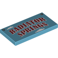 Visuel indicatif Rebrickable de Tuile 2 x 4 avec motif imprimé signe 'RADIATOR SPRINGS' (Tile 2 x 4 with 'RADIATOR SPRINGS' Sign Print)