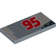 Tuile 2 x 4 avec rouge '95', tuyau d'échappement motif imprimé (éclair McQueen) (Tile 2 x 4 with Red '95', Exhaust Pipes Print (Lightning McQueen))