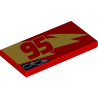 Tuile 2 x 4 avec motif imprimé '95' et éclair (éclair mcqueen) (Tile 2 x 4 with '95' and Lightning Bolt (Lightning McQueen) Print)