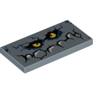 Tuile 2 x 4 avec le visage de monstre de roche avec les yeux jaunes (Tile 2 x 4 with Rock Monster Face with Yellow Eyes Print)