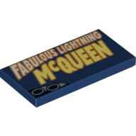 Tuile 2 x 4 avec 'Fabulous Lightning McQueen' et tuyaux d'échappement en bas à gauche imprimé (Tile 2 x 4 with 'Fabulous Lightning McQueen' and Exhaust Pipes in Lower Left Print)