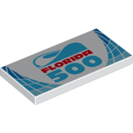 Visuel indicatif Rebrickable de Tuile 2 x 4 avec motif imprimé 'Florida 500' (Tile 2 x 4 with 'Florida 500' Print)