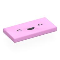 Visuel indicatif Rebrickable de Tuile 2 x 4 avec Visage souriant, fermé Yeux imprimés (Tile 2 x 4 with Smiling Face, Closed Eyes Print)