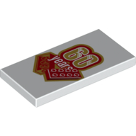 Visuel indicatif Rebrickable de Tuile 2 x 4 avec motif imprimé '60 Years' (Tile 2 x 4 with '60 Years' Print)
