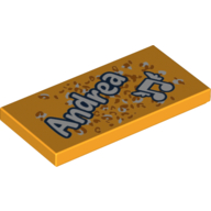 Visuel indicatif Rebrickable de Tuile 2 x 4 avec motif imprimé 'Andrea', note de musique (Tile 2 x 4 with 'Andrea', Music Note Print)