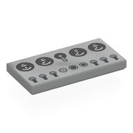 Visuel indicatif Rebrickable de Tuile 2 x 4 avec tableau de bord, cadrans noirs, gris foncé Commutateurs imprimés (Tile 2 x 4 with Dashboard, Black Dials, Dark Bluish Grey Switches Print)