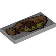 Visuel indicatif Rebrickable de Tuile 2 x 4 avec la peinture rupestre d'un motif imprimé mammouth laineux (Tile 2 x 4 with Cave Painting of a Woolly Mammoth Print)