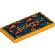 Visuel indicatif Rebrickable de Tuile 2 x 4 avec 'Andrea' sur motif imprimé mosaïque (Tile 2 x 4 with 'Andrea' on Mosaic Print)