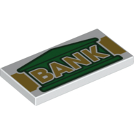 Visuel indicatif Rebrickable de Tuile 2 x 4 avec motif imprimé 'BANK' et bâtiment vert (Tile 2 x 4 with 'BANK' and Green Building Print)