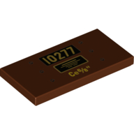 Visuel indicatif Rebrickable de Tuile 2 x 4 avec 10277 Dans le carré noir et le motif imprimé de bordure jaune (Tile 2 x 4 with 10277 In Black Square and Yellow Border Print)