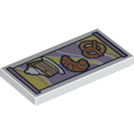 Visuel indicatif Rebrickable de Tuile 2 x 4 avec motif imprimé pâtisseries (Tile 2 x 4 with Pastries Print)