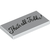 Visuel indicatif Rebrickable de Tuile 2 x 4 avec motif imprimé 'That's all Folks!' (Tile 2 x 4 with 'That's all Folks!' Print)