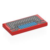 Visuel indicatif Rebrickable de Tuile 2 x 4 avec gril, treuil avec motif imprimé corde azur foncé (Tile 2 x 4 with Grill, Winch with Dark Azure Rope Print)