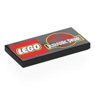 Visuel indicatif Rebrickable de Tuile 2 x 4 avec parc jurassic et motif imprimé du logo LEGO (Tile 2 x 4 with Jurassic Park and LEGO Logo's Print)