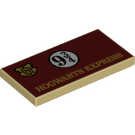 Visuel indicatif Rebrickable de Tuile 2 x 4 avec signe rouge foncé, 'HOGWARTS EXPRESS', '9 3/4' imprimé (Tile 2 x 4 with Dark Red Sign, 'HOGWARTS EXPRESS', '9 3/4' Print)